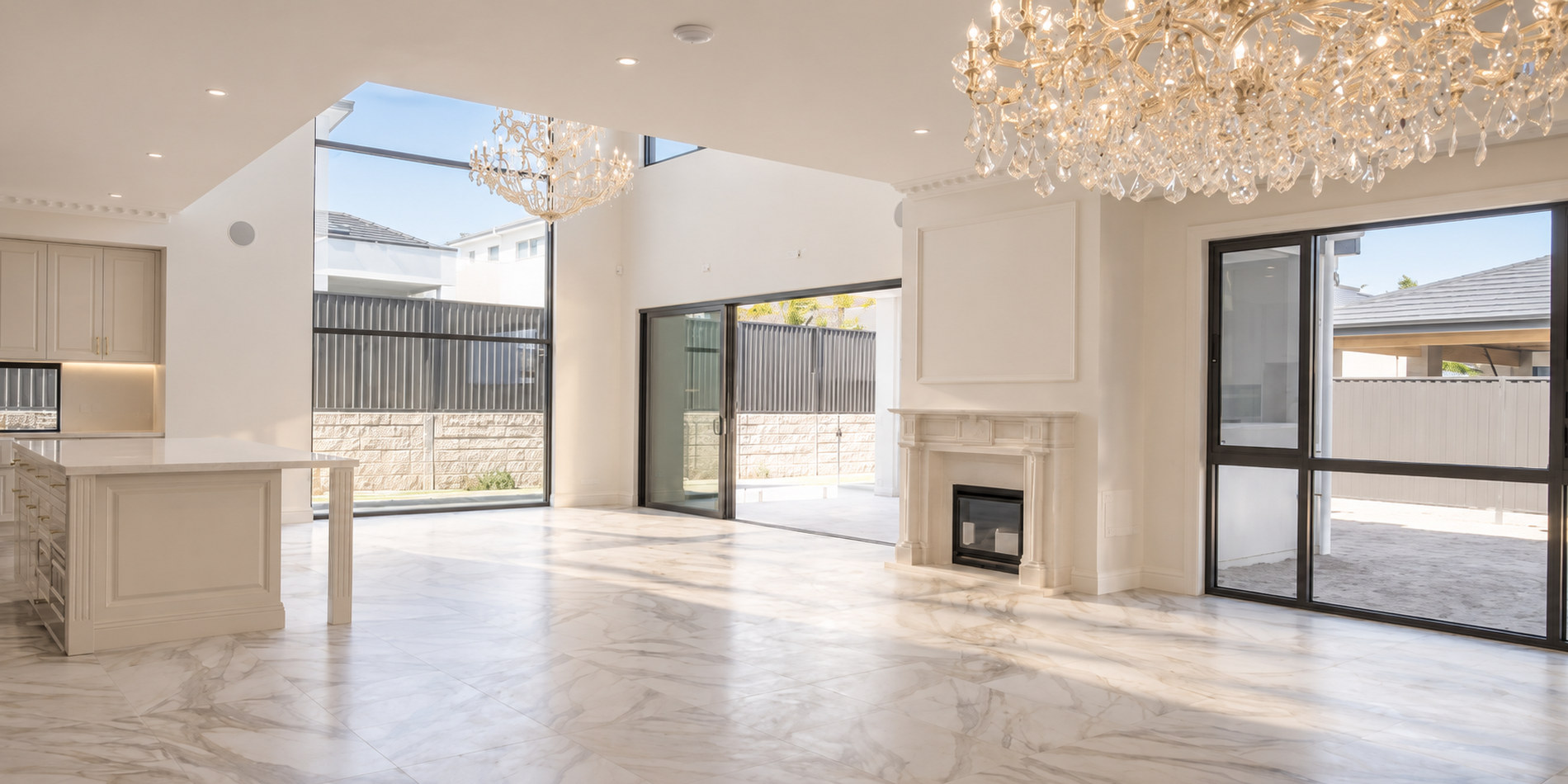 The main living room, opening to the terrace
