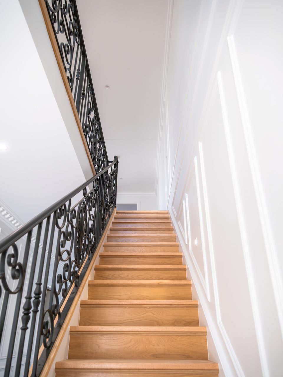 The stair and its iron balustrade